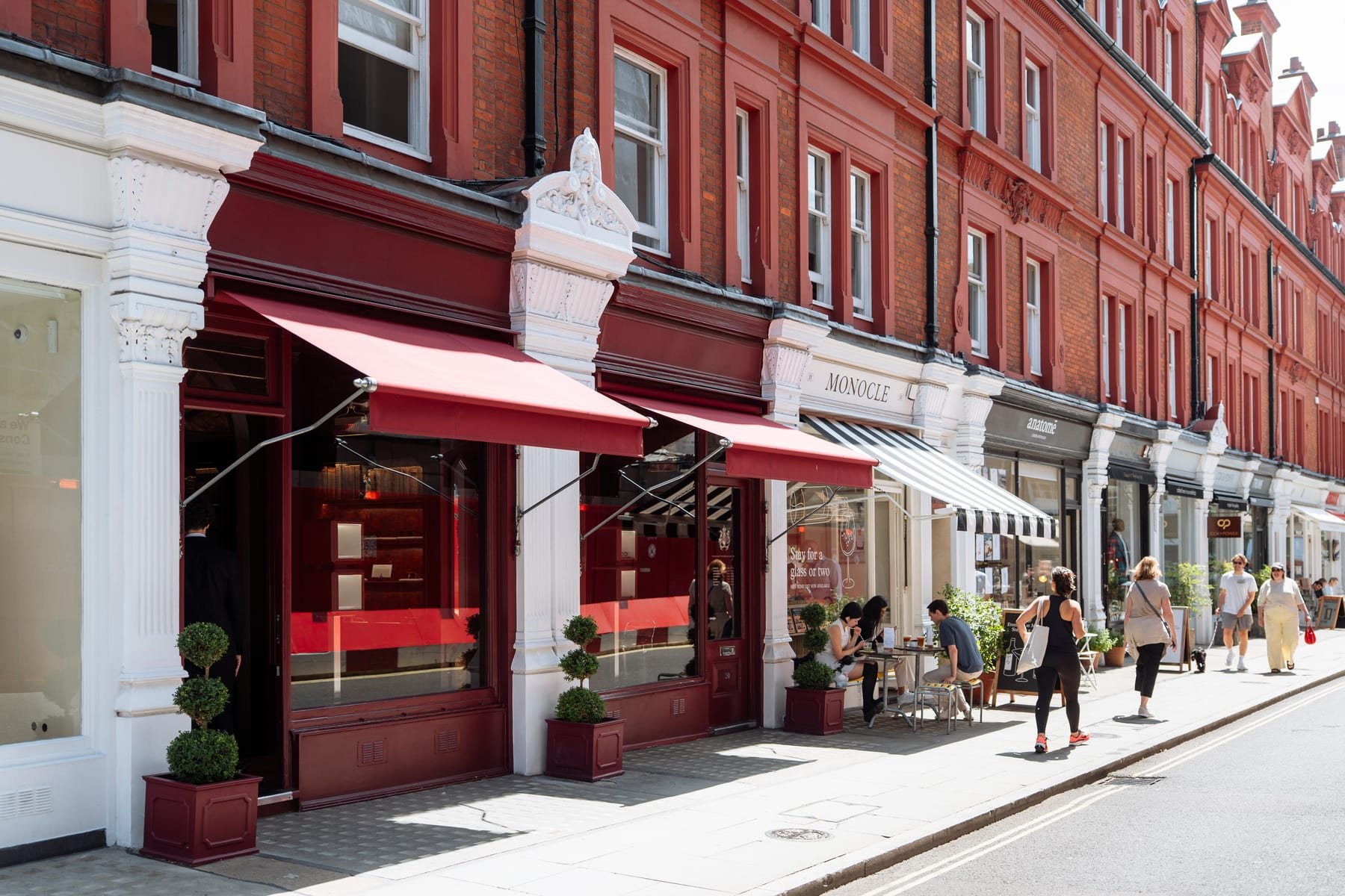 Independent shopfronts on Chiltern Street, Marylebone